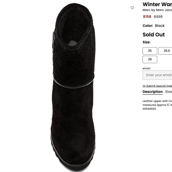 Marc Jacobs Black Suede and Leather Boots Booties Wedge Platform Black - Picture 5 of 12